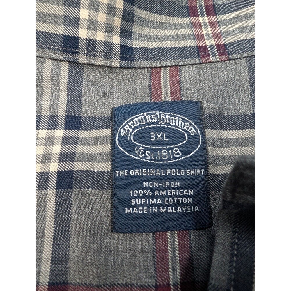 Brooks Brothers Plaid Button Down Non-Iron Men's Size 3XL Supima Cotton Shirt - Picture 3 of 7
